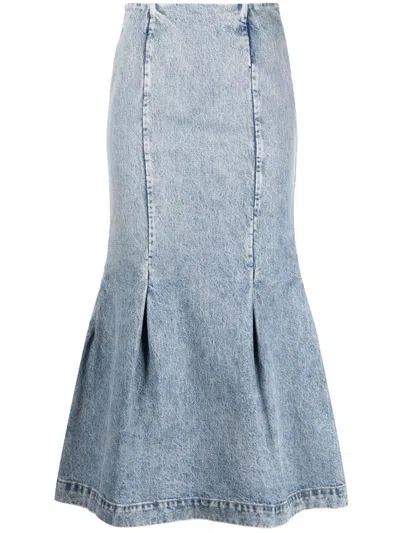 Khaite High-waisted Slim-cut Skirt In Blau