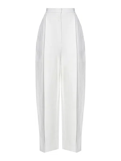 Khaite High-waisted Trousers With Bow Leg In White
