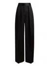 Khaite High-waisted Wide-leg Trousers In Luxurious Satin In Black