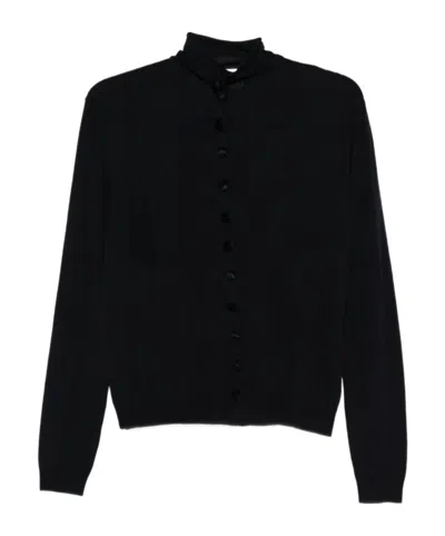 Khaite High-neck Buttoned Cardigan In Black