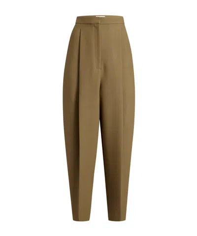 Khaite High-rise Pleated Casual Pants In Brown