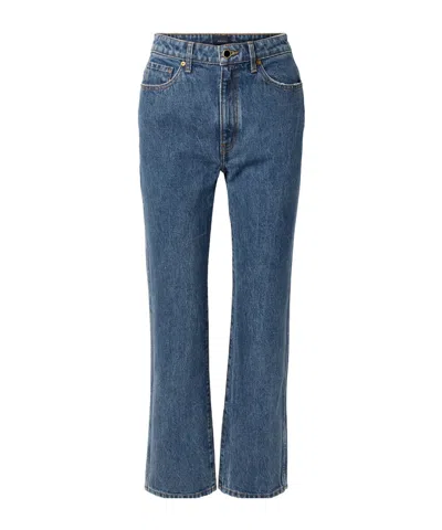 Khaite Abigail Cropped High-rise Straight-leg Jeans In Blue