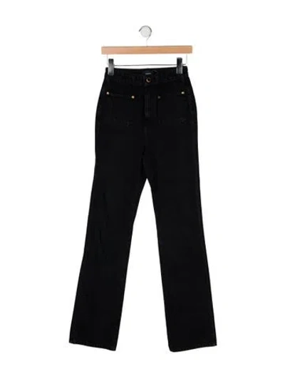 Pre-owned Khaite High-rise Wide Leg Jeans In Black