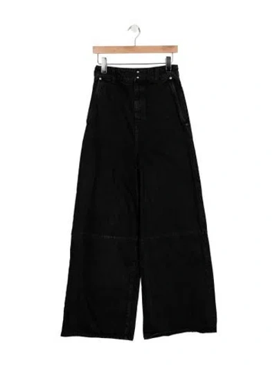Pre-owned Khaite High-rise Wide Leg Jeans In Black