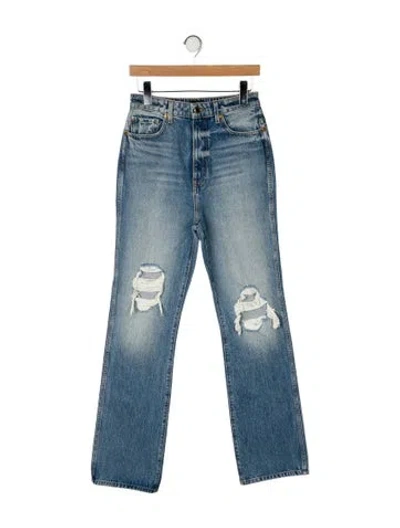 Pre-owned Khaite High-rise Wide Leg Jeans In Blue