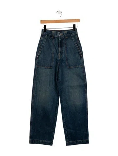 Pre-owned Khaite High-rise Wide Leg Jeans In Blue