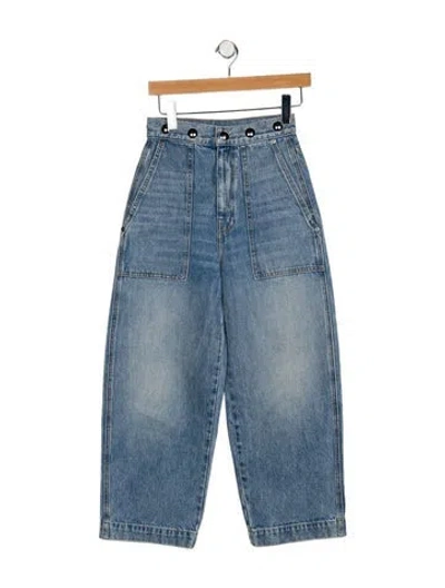 Pre-owned Khaite High-rise Wide Leg Jeans In Blue