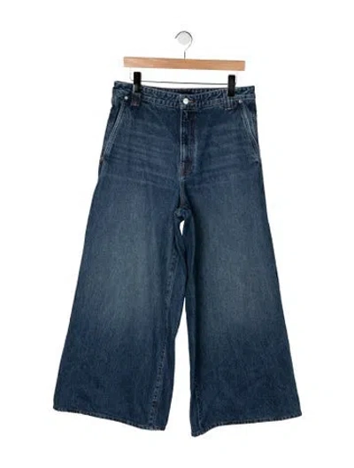 Pre-owned Khaite High-rise Wide Leg Jeans In Blue