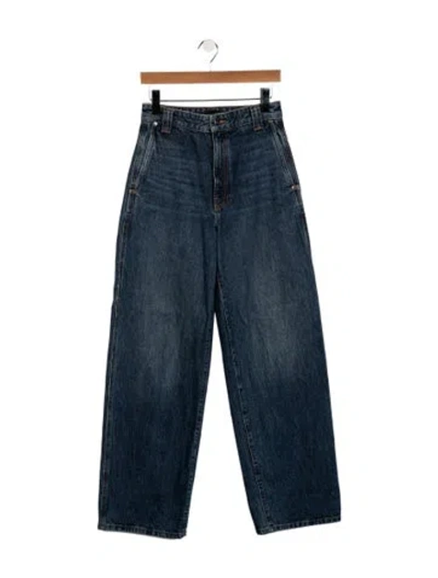 Pre-owned Khaite High-rise Wide Leg Jeans In Blue