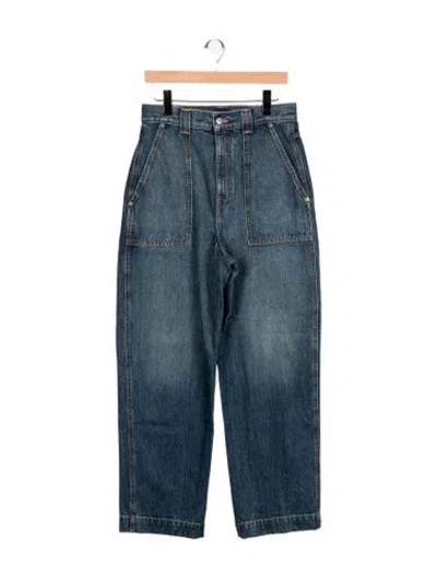 Pre-owned Khaite High-rise Wide Leg Jeans In Blue
