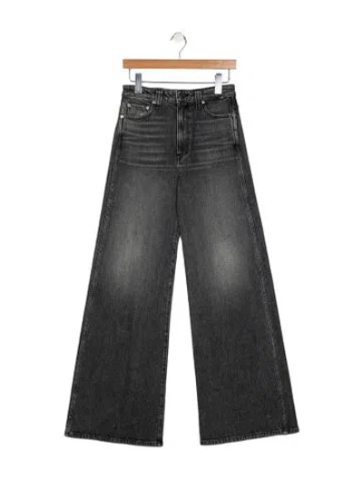 Pre-owned Khaite High-rise Wide Leg Jeans In Gray
