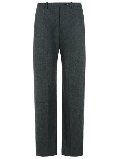 Khaite Hunter Grey Wool And Cashmere Trousers In Gray