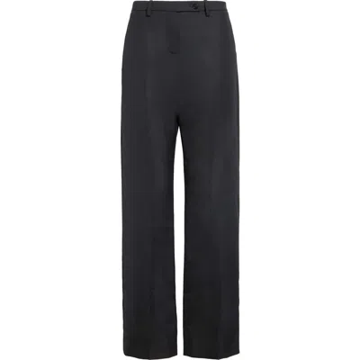 Khaite Hunter Straight Leg Virgin Wool Pants In Black