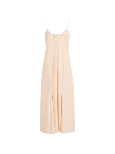 Khaite Iben Sleeveless Cotton Midi Dress In Neutral