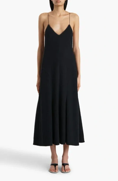 Khaite Iben Tulle Trim Dress In Black