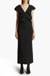 Khaite Ima Wool-blend Grain De Poudre Maxi Dress In Black