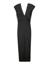 Khaite Ima Wool-blend Grain De Poudre Maxi Dress In Black