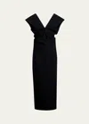 Khaite Ima Wool-blend Grain De Poudre Maxi Dress In Black