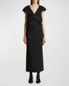 Khaite Ima Wool-blend Grain De Poudre Maxi Dress In Black