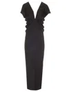 Khaite Ima Wool-blend Grain De Poudre Maxi Dress In Black