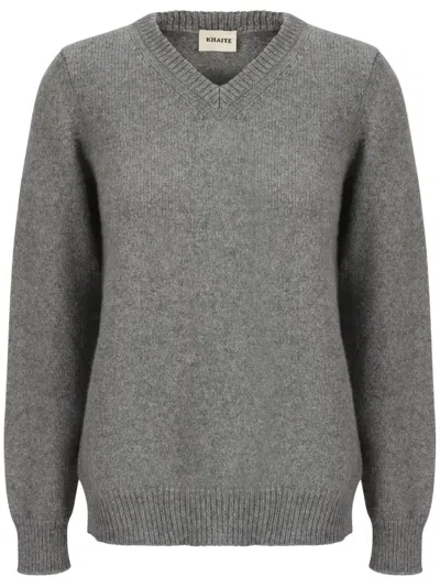 Khaite Elegant Wool Knit Top In Grey