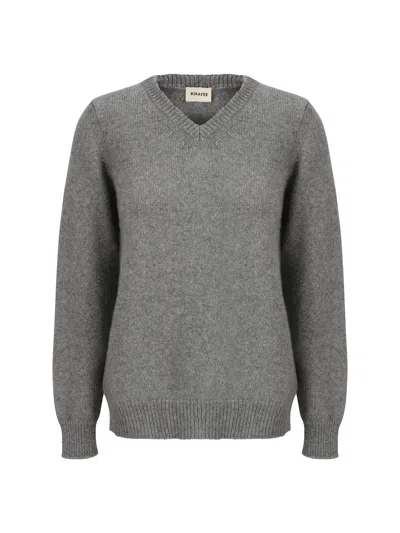 Khaite Grey V Neck Sweater