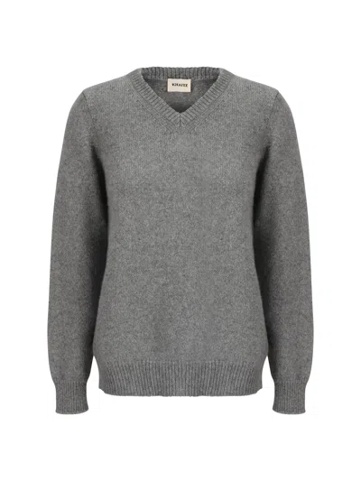 Khaite Elegant Wool Knit Top In Grey