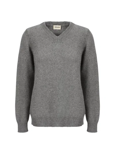 Khaite Elegant Wool Knit Top In Grey