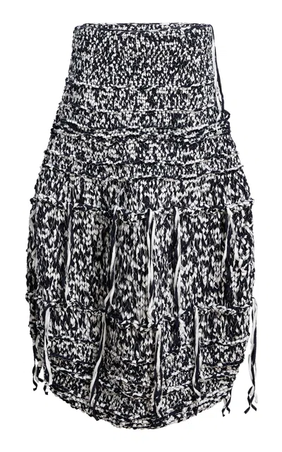 Khaite Inna Fringed Cotton-blend Midi Skirt In Multi