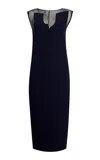 Khaite Inonya Crepe Maxi Dress In Navy