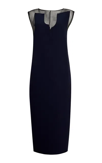 Khaite Inonya Crepe Maxi Dress In Navy