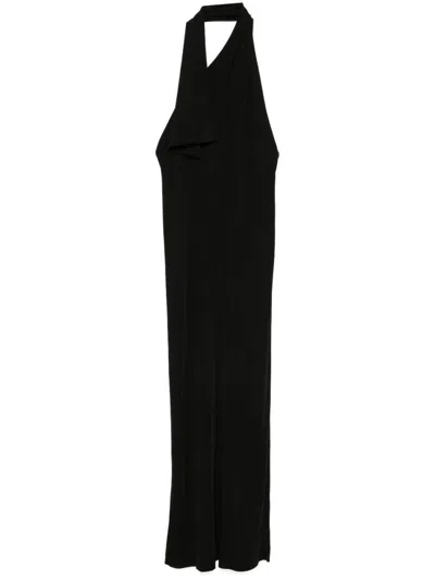 KHAITE INTEGRATED SCARF DETAIL BLACK DRESS