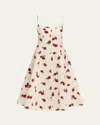 Khaite Isabella Floral Empire-waist A-line Midi Dress In Neutral