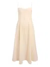 Khaite Isabella Spaghetti-strap A-line Midi Dress In Neutral