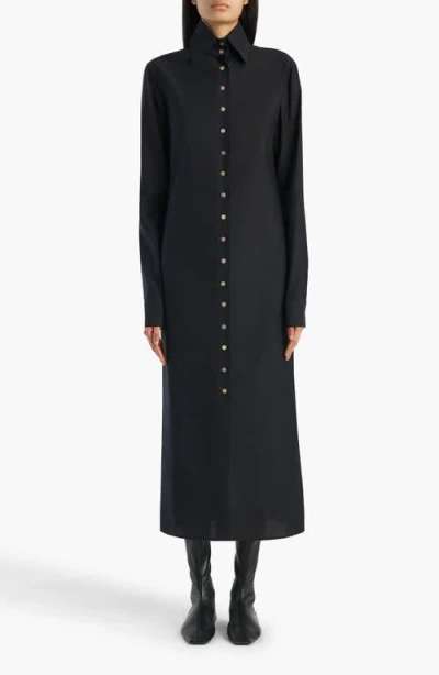 Khaite Ivanna Silk And Cotton-blend Midi Dress In Black