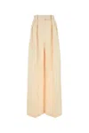Khaite Ivory Cotton Blend Wide-leg Teyana Pant In Bone