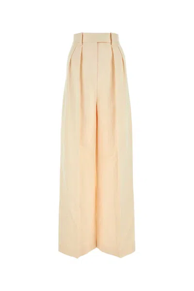 KHAITE IVORY COTTON BLEND WIDE-LEG TEYANA PANT