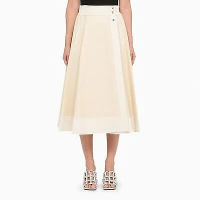 Pre-owned Khaite Ivory Cotton Midi Skirt