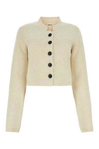 Khaite Ivory Silk Blend Ello Cardigan In White