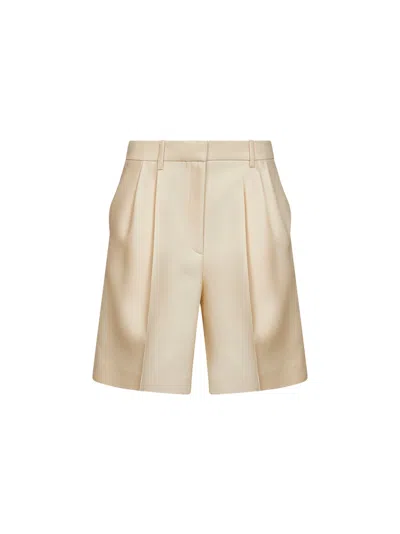 Khaite Ivory Wool And Silk Cady Auggie Shorts