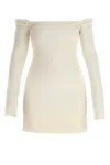 Khaite Octavia Off-the-shoulder Wool-crepe Mini Dress In White