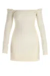 Khaite Octavia Off-the-shoulder Wool-crepe Mini Dress In White