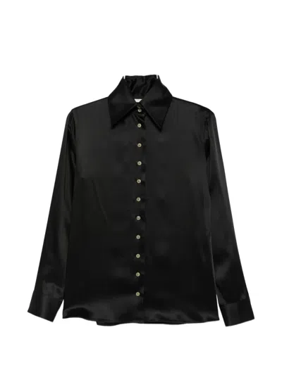 Khaite Ivy Button-fastening Long-sleeve Shirt In Black