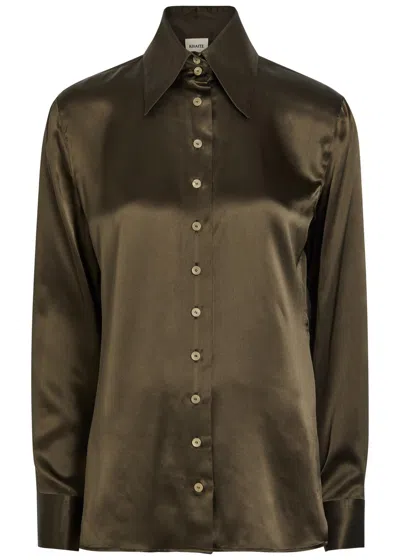 Khaite Ivy Silk Shirt In Khaki