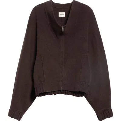 Khaite Ixin Wool Fleece Zip Jacket In Dark Brown