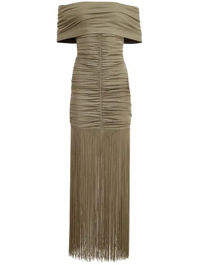 Khaite Jacinta Ruched Maxi Dress In Green