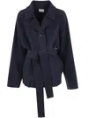 Khaite Jacket Belted "alder" In Blue