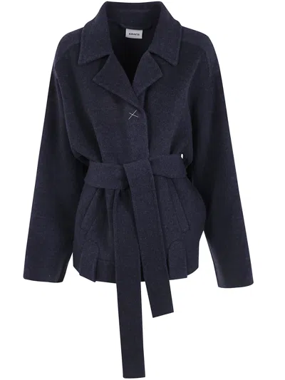 Khaite Jacket Belted "alder" In Blue