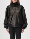 Khaite Spence Leather Bomber Jacket In Black