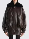Khaite Daemon Oversized Leather Jacket With Shearling Collar In Brown